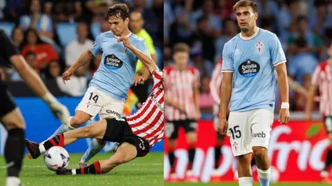 Aleix Febas y Álvaro Núñez, en un partido del Celta. Aleix Febas y Álvaro Núñez, en un partido del Celta.