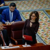 La presidenta de la Comunidad de Madrid, Isabel Díaz Ayuso, durante el pleno de la Asamblea de Madrid