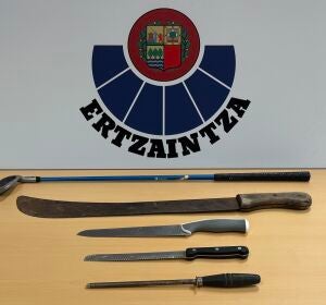 Armas blancas incautadas por la Ertzaintza