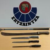 Armas blancas incautadas por la Ertzaintza