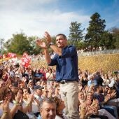 Pedro Sánchez en un mitin en Dos Hermanas (Sevilla)