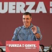 El presidente del Gobierno, Pedro Sánchez, durante el acto en Ponferrada