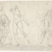 Tres estudios de un hombre al que un niño tira del brazo. Dibujante: Daniele da Volterra (1519-1566). Tres estudios de un hombre al que un niño tira del brazo. Dibujante: Daniele da Volterra (1519-1566).