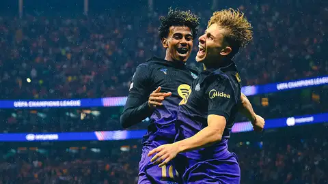 Lamine Yamal y Fermín celebran uno de los goles de la victoria del Barça ante el Galatasaray Lamine Yamal y Fermín celebran uno de los goles de la victoria del Barça ante el Galatasaray