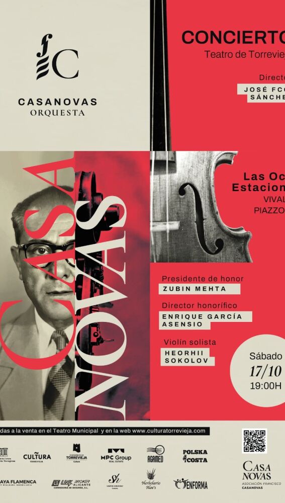 La Casanovas Orquesta llenará el Teatro Municipal de Torrevieja con su concierto ‘Las ocho estaciones Vivaldi-Piazzolla’