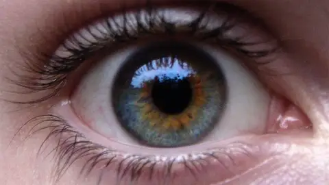 Ojos azules con manchas de marrón Ojos azules con manchas de marrón