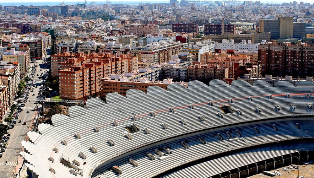 Vista aérea del nuevo campo de Mestalla