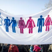 Pancartas a favor del matrimonio homosexual en Francia