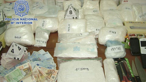 Alijo de droga incautada por la Polic&iacute;a Nacional. 