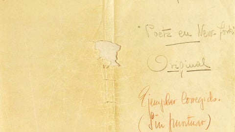 Manuscrito de 'Poeta en Nueva York', de Lorca.