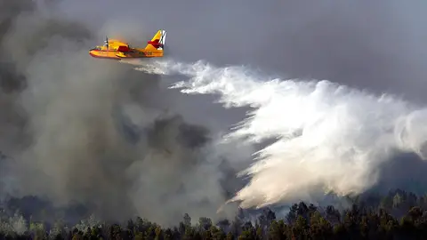 Un hidroavión descarga agua sobre el incendio registrado hace unos años en el valle de Ayora. Un hidroavión descarga agua sobre el incendio registrado hace unos años en el valle de Ayora.