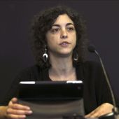  Tania González, durante su comparecencia tras la reunion del consejo de dirección de Podemos