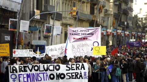 Marcha en Barcelona por el D&iacute;a Internacional de la Mujer Trabajadora