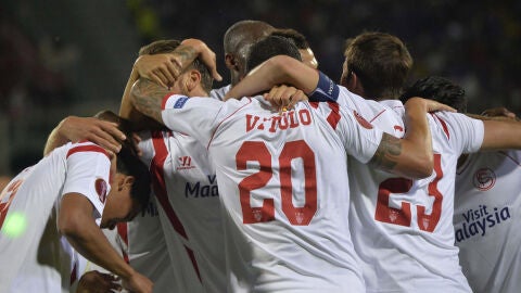 El Sevilla celebra el pase a la final de la Europa League