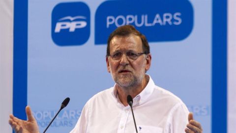 Mariano Rajoy en un mit&iacute;n en Baleares