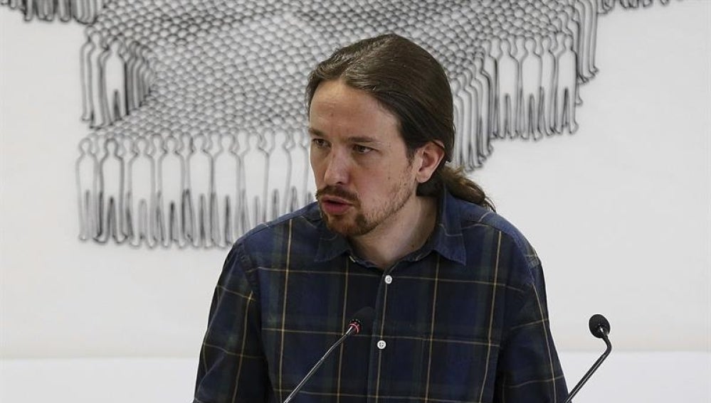 El líder de Podemos, Pablo Iglesias, en rueda de prensa