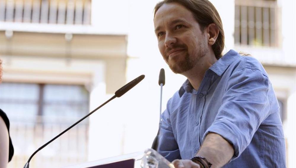  El secretario general de Podemos, Pablo Iglesias, en su intervención en el acto "Somos Región" 