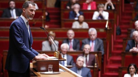 Felipe VI en su discurso ante la Asamblea Nacional de Par&iacute;s