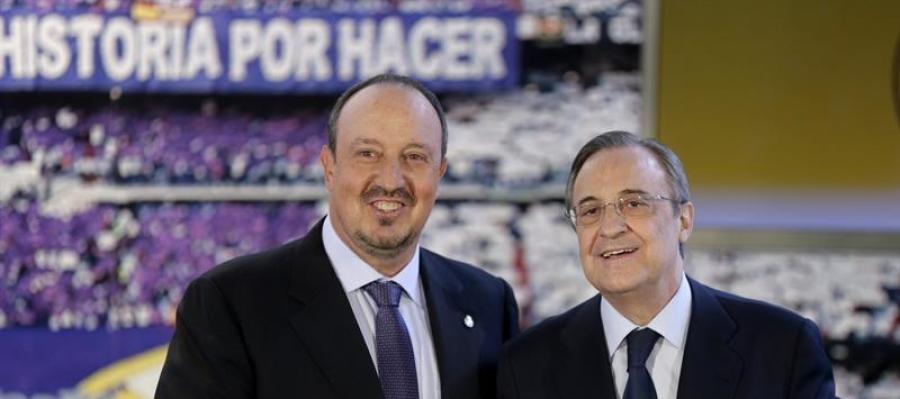 Rafa Benítez junto a Florentino Pérez en su presentación Rafa Benítez junto a Florentino Pérez en su presentación