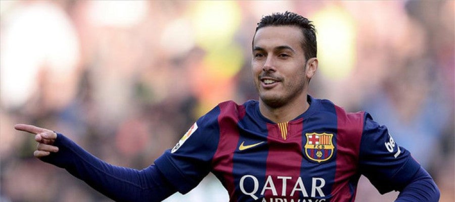 Pedro, celebrando un gol del Barça Pedro, celebrando un gol del Barça