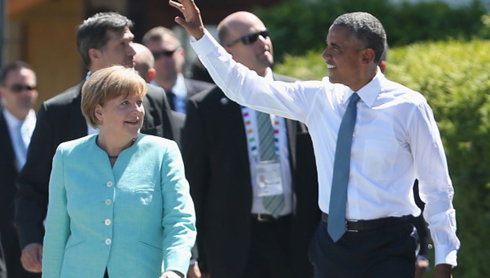 Merkel y Obama durante la cumbre del G7