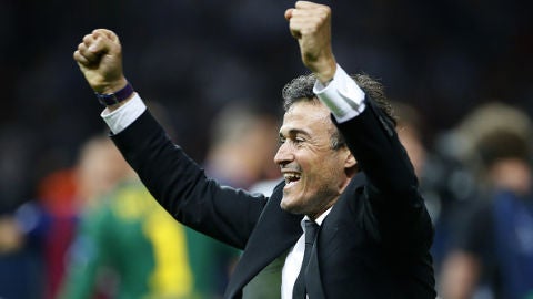 Luis Enrique celebrando la victoria del Bar&ccedil;a
