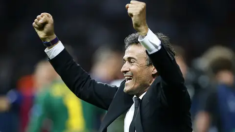 Luis Enrique celebrando la victoria del Barça Luis Enrique celebrando la victoria del Barça