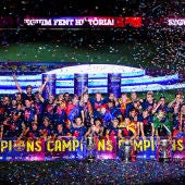 Celebración del F.C Barcelona en el Camp Nou