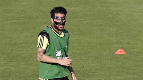 Cesc F&aacute;bregas en un entrenamiento con la Selecci&oacute;n