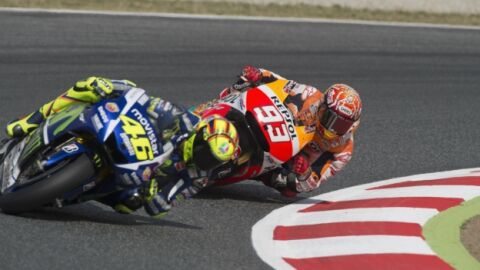 Valentino Rossi y Marc M&aacute;rquez en Montmel&oacute;