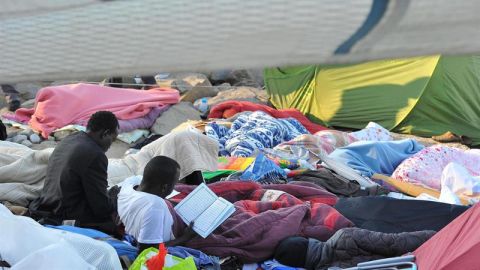 protesta de los inmigrantes en Ventimiglia
