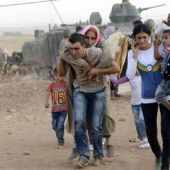 Refugiados sirios de la ciudad de Kobane