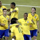La selección de Brasil celebra su pase a cuartos en la Copa América