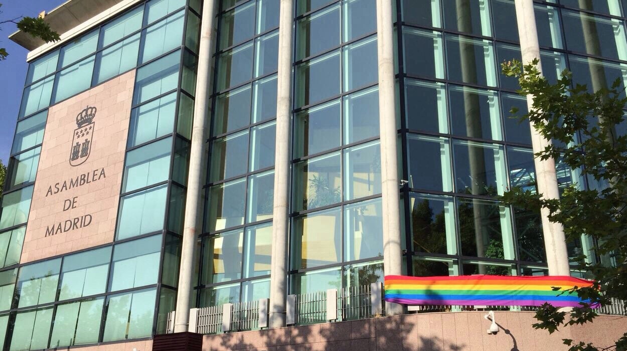 La bandera arcoíris cuelga en la Asamblea de Madrid La bandera arcoíris cuelga en la Asamblea de Madrid