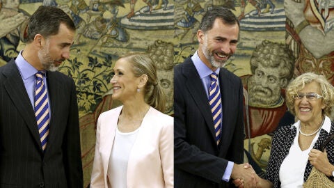 Cristina Cifuentes y Manuela Carmena con Felipe VI