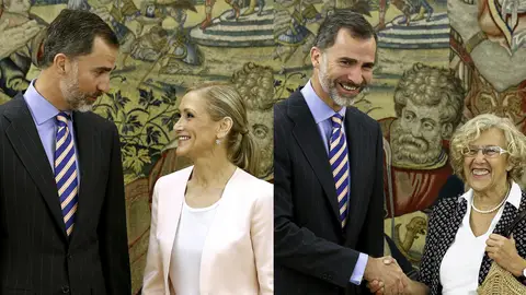 Cristina Cifuentes y Manuela Carmena con Felipe VI Cristina Cifuentes y Manuela Carmena con Felipe VI