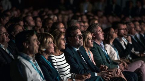 Mariano Rajoy junto con otros l&iacute;deres del PP en la Conferencia Pol&iacute;tica