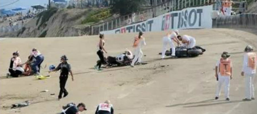 Momento del accidente de Laguna Seca Momento del accidente de Laguna Seca