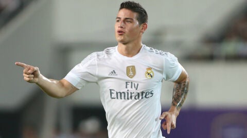 James Rodr&iacute;guez celebra su gol ante el Inter de Mil&aacute;n