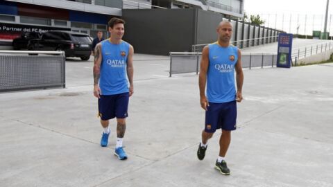 Leo Messi y Javier Mascherano regresan a los entrenamientos del Bar&ccedil;a