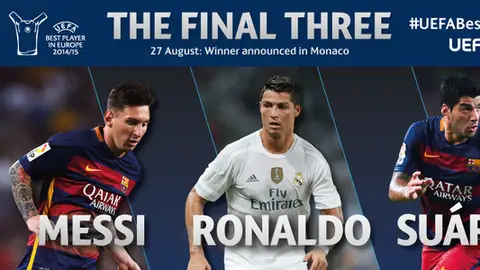Los tres nominados al jugador UEFA Los tres nominados al jugador UEFA