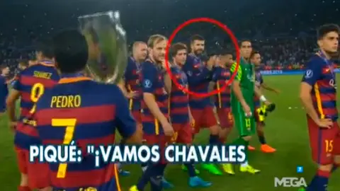 Piqué, durante la celebración del Barça Piqué, durante la celebración del Barça