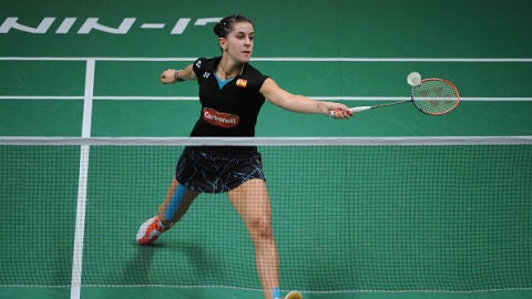 Carolina Mar&iacute;n en la semi final del Mundial de badminton de Yakarta 2015