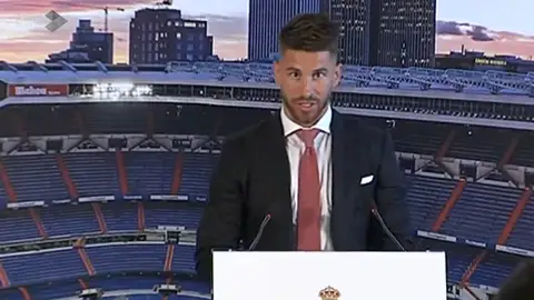 Sergio Ramos, durante el acto de su renovación Sergio Ramos, durante el acto de su renovación