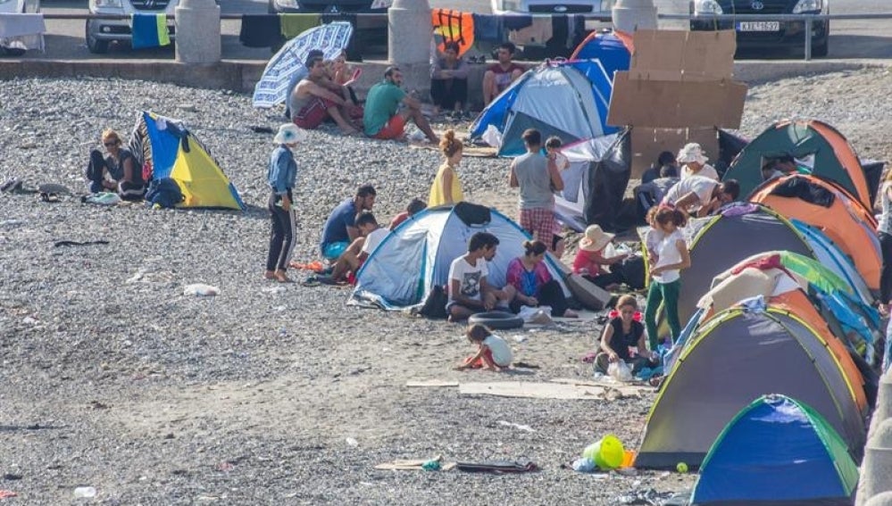Refugiados sirios en la isla griega de Kos