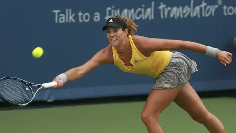 Garbiñe Muguruza, durante el partido contra Shvedova Garbiñe Muguruza, durante el partido contra Shvedova