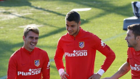 Los jugadores del Atl&eacute;tico de Madrid, entrenando