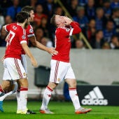 Rooney celebra uno de sus tres goles contra el Brujas