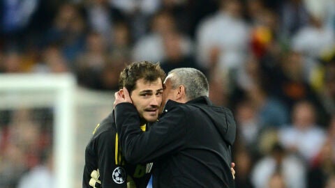 Iker Casillas y Jos&eacute; Mourinho, durante su etapa en el Real Madrid