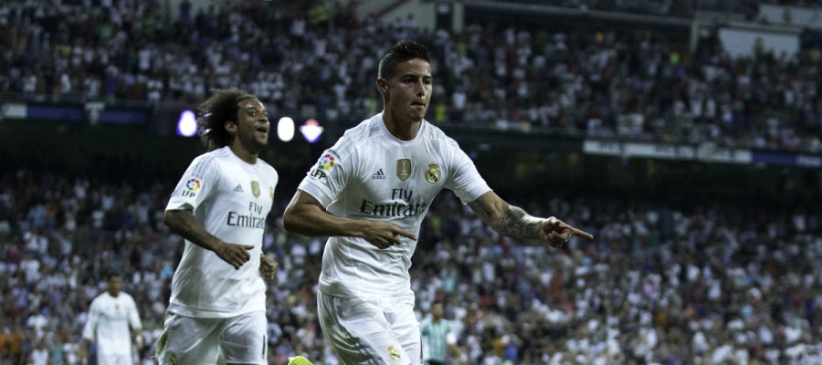 James Rodríguez celebra un gol frente al Betis James Rodríguez celebra un gol frente al Betis